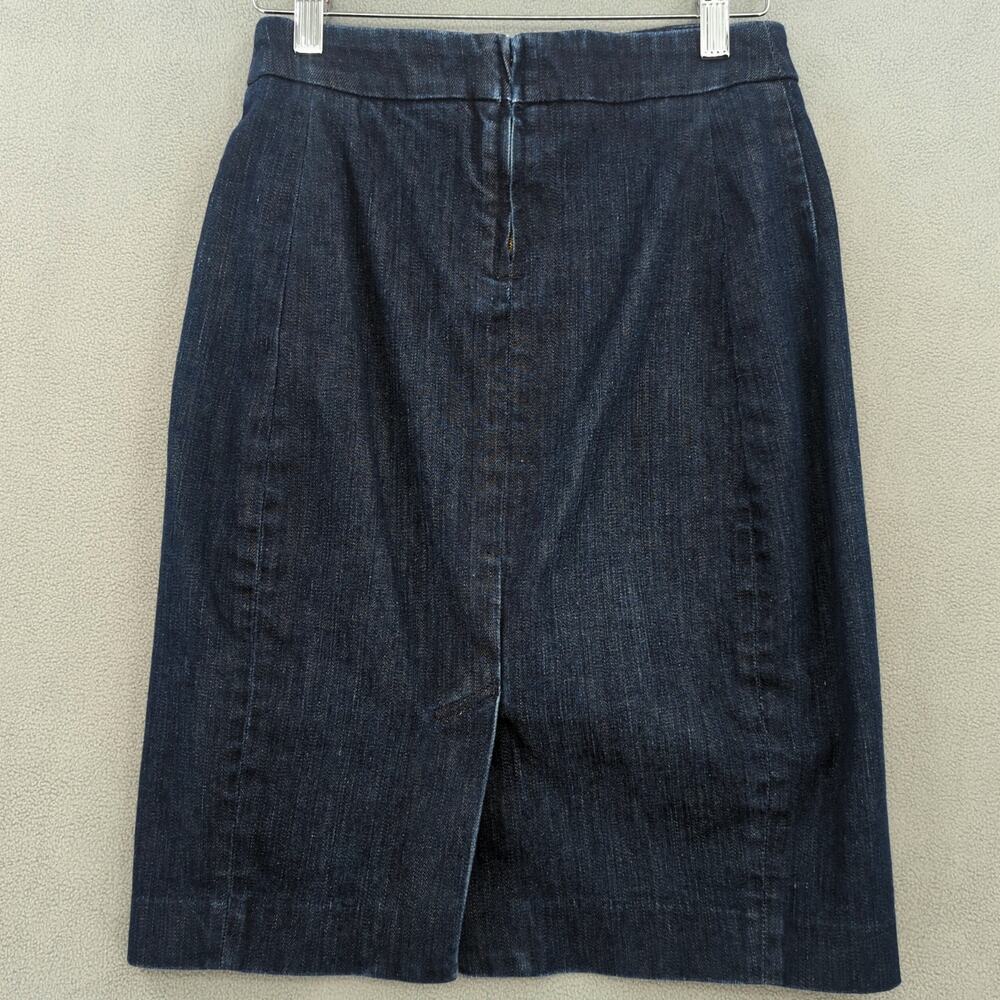 J Crew Skirt Womens 4 Denim Pencil Dark Wash Classic Preppy Casual Minimalist - Picture 2 of 8